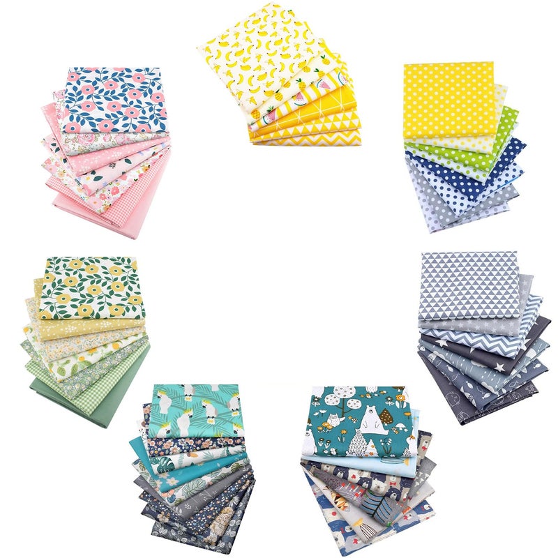 Aubliss 50pcs 100% Cotton Fabric Bundle 10" x 10" PreCut Fat Squares Sheets Printed Floral Sewing Supplies for Patchwork Sewing DIY Crafting Quilting Fabric(50PCS 10"x10", Floral) - Image 1